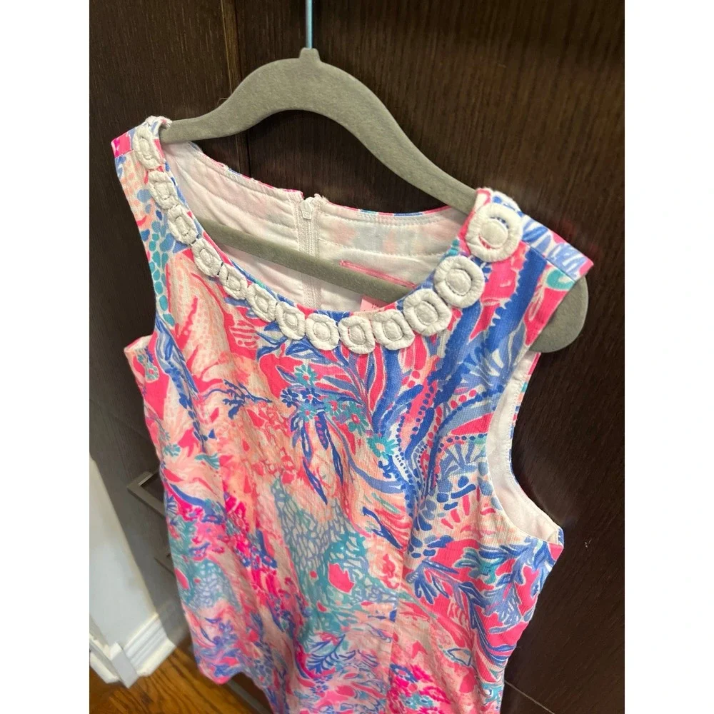 Lilly Pulitzer Girls Mini Mila Shift Dress Light Pascha‎ Pink Aquadesiac 12